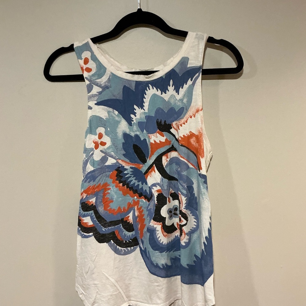 Lucky Brand Floral Tank Top - Blue and Orange